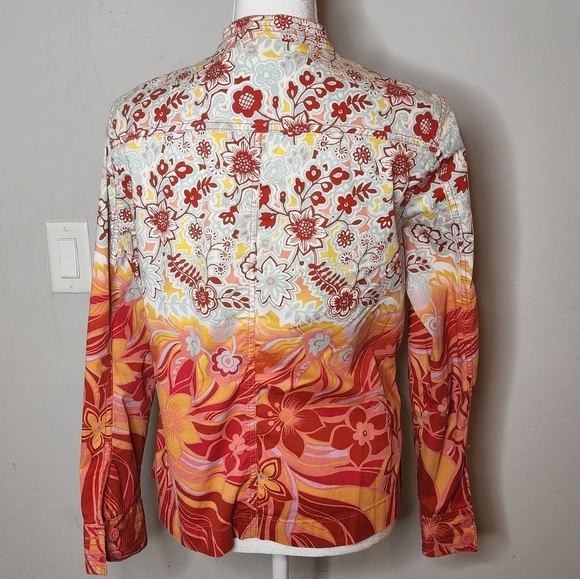 Chico's floral shacket. Orange cream.  Size 1 or 8. - Picture 2 of 14